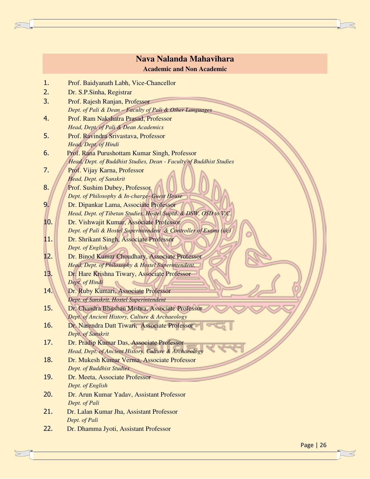 Nava Nalanda Mahavihara, Nalanda Prospectus 2021-22 - Page 26