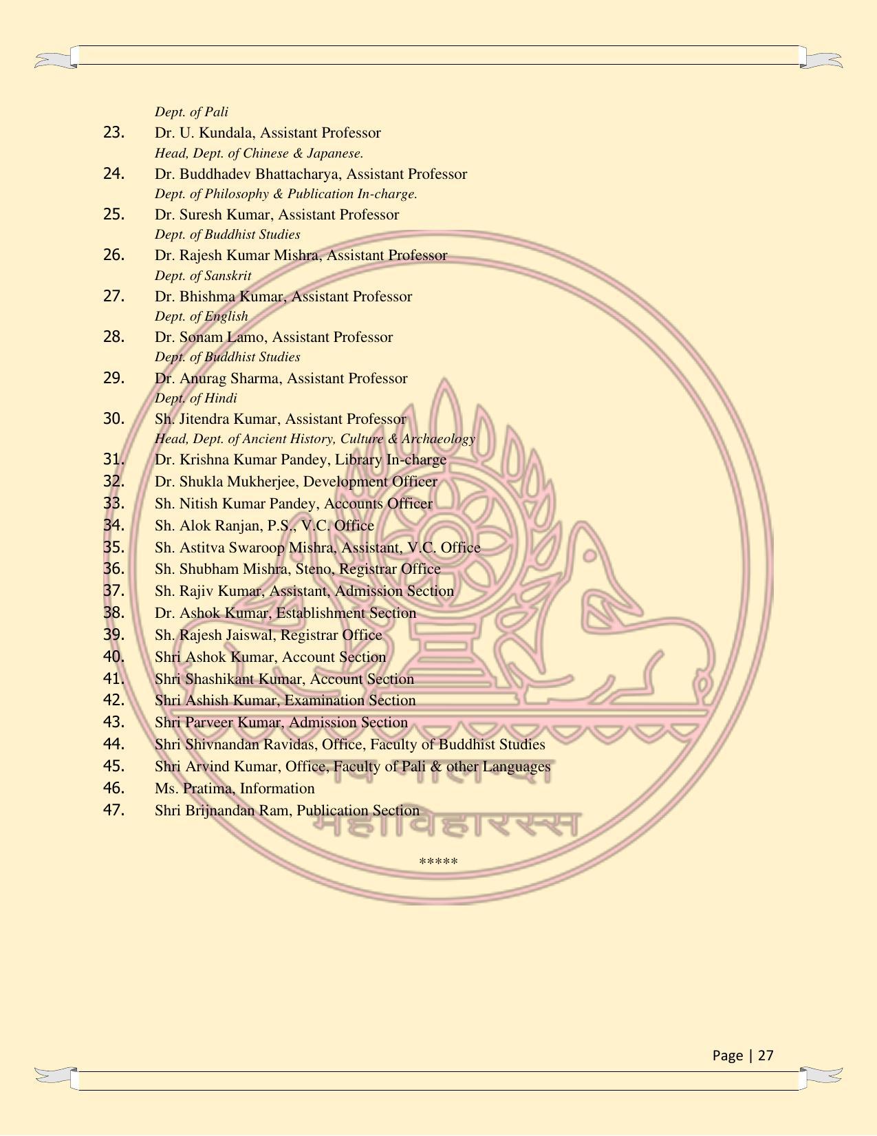 Nava Nalanda Mahavihara, Nalanda Prospectus 2021-22 - Page 27