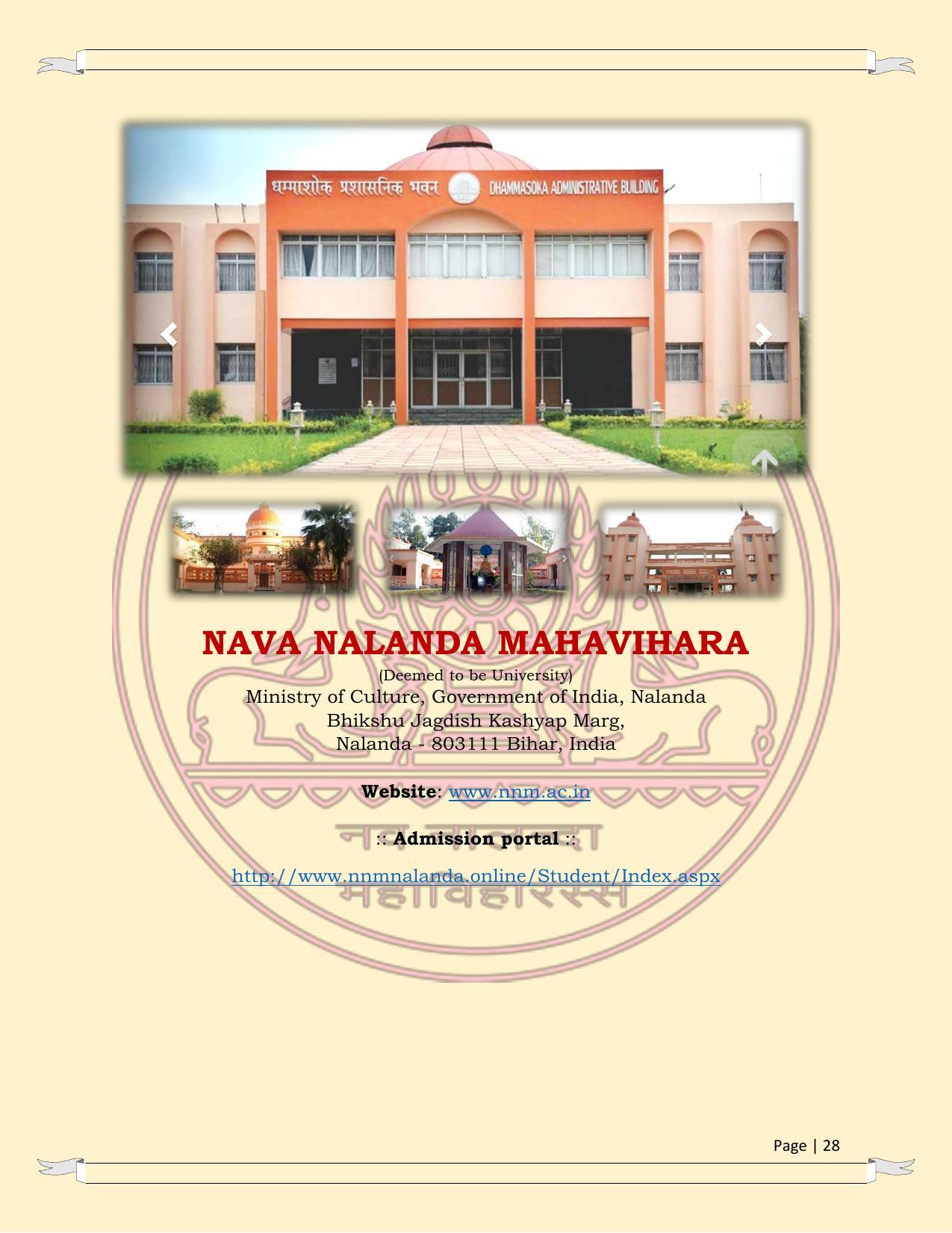 Nava Nalanda Mahavihara, Nalanda Prospectus 2021-22 - Page 28