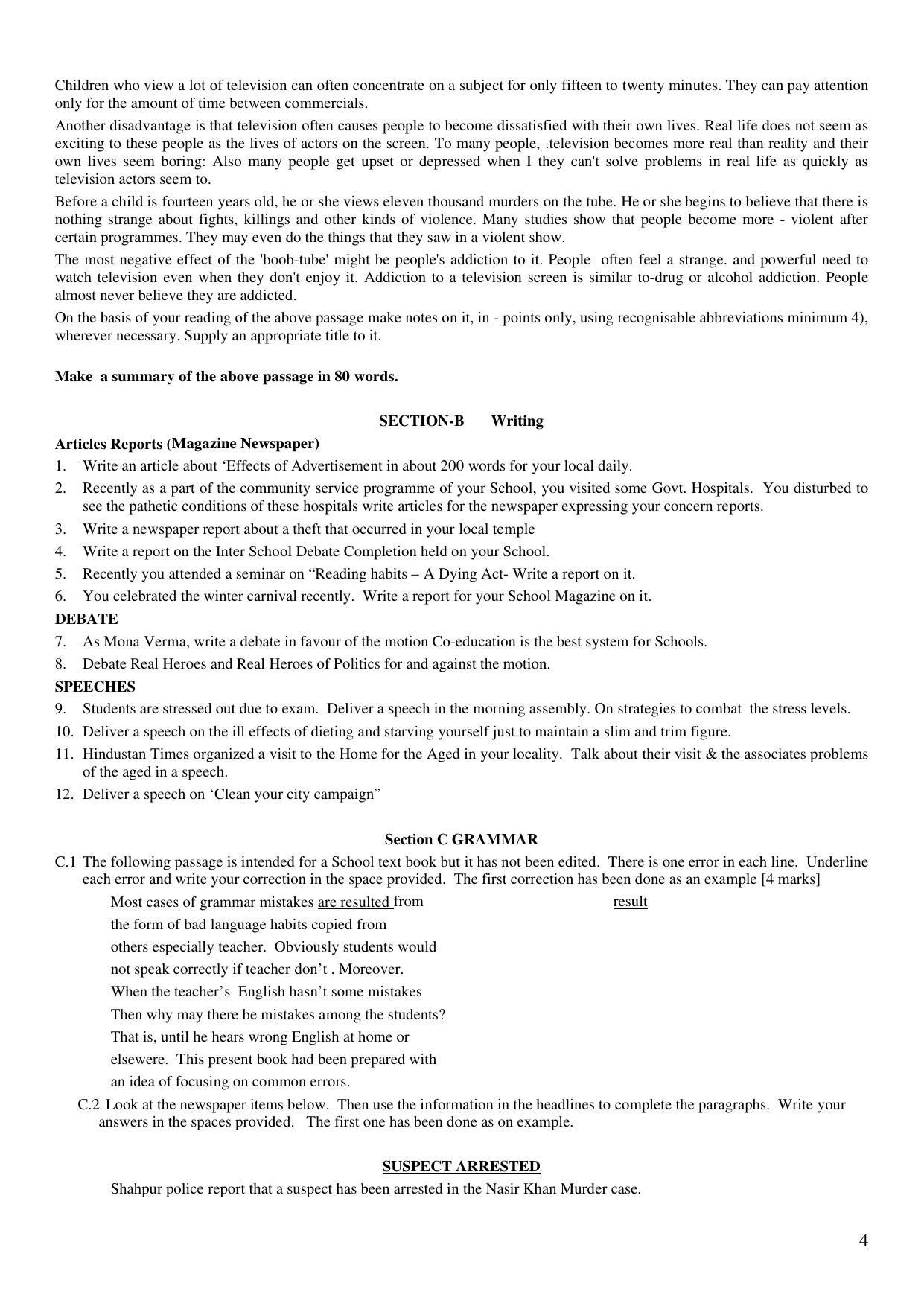 CBSE Worksheets for Class 11 English Assignment 5 - Page 4