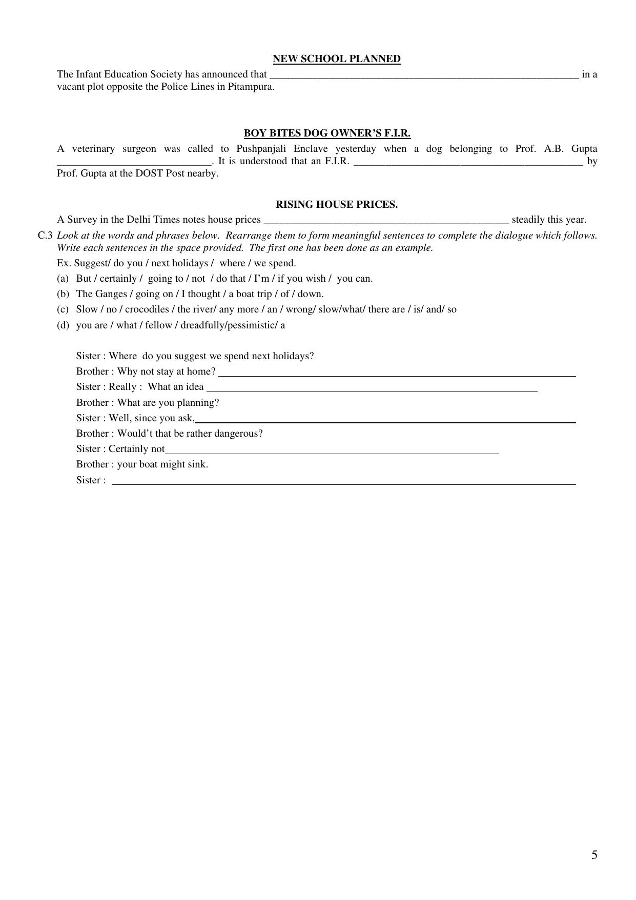 CBSE Worksheets for Class 11 English Assignment 5 - Page 5