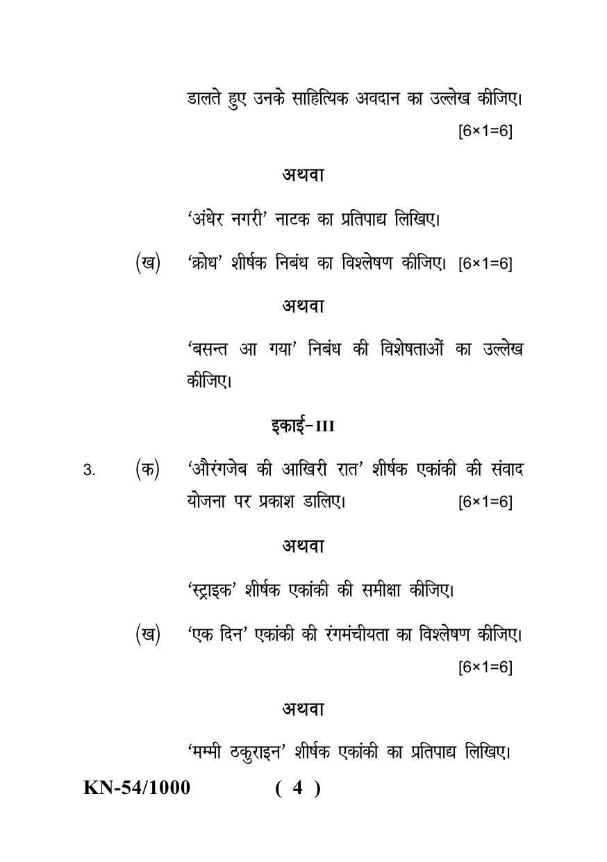 Sarguja University Question Paper - 2022 : B.A. Part Two(10+2+3) 3 Y DC Hindi Literature Paper II - Page 4