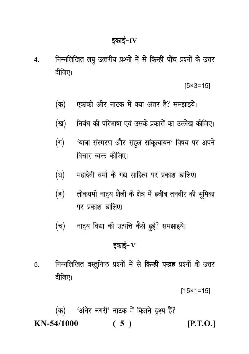 Sarguja University Question Paper - 2022 : B.A. Part Two(10+2+3) 3 Y DC Hindi Literature Paper II - Page 5