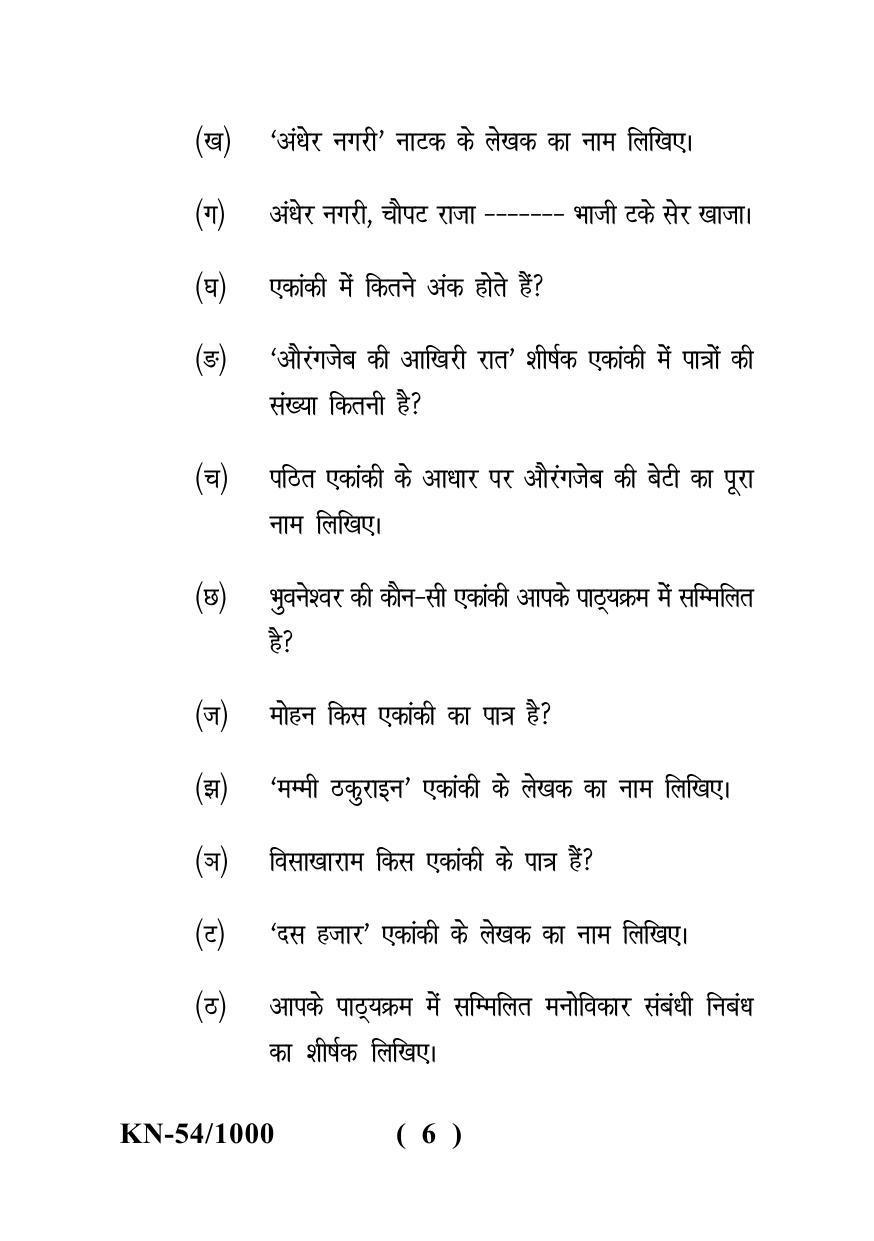 Sarguja University Question Paper - 2022 : B.A. Part Two(10+2+3) 3 Y DC Hindi Literature Paper II - Page 6