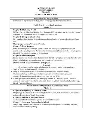 Edudel Class 11 Biology (English Medium) Syllabus