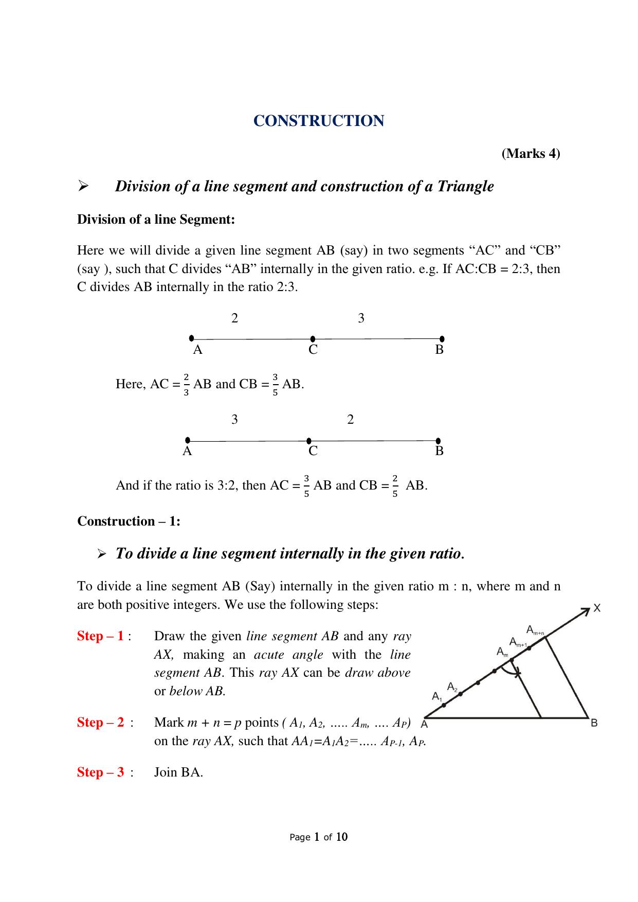 JKBOSE Class 10 Maths: CHAPTER 11 Constructions Question Bank - Page 1