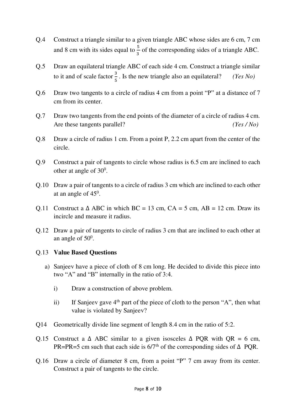 JKBOSE Class 10 Maths: CHAPTER 11 Constructions Question Bank - Page 8