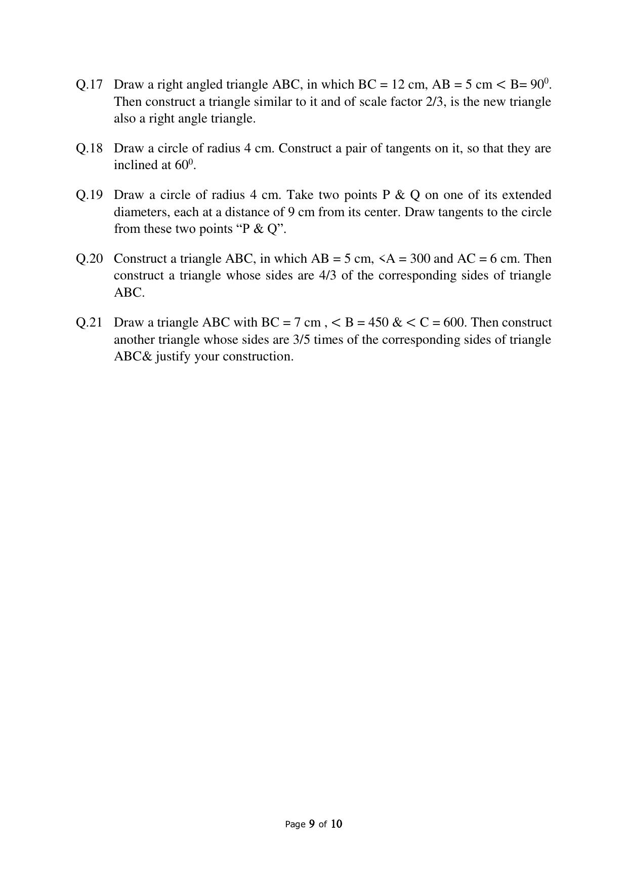 JKBOSE Class 10 Maths: CHAPTER 11 Constructions Question Bank - Page 9