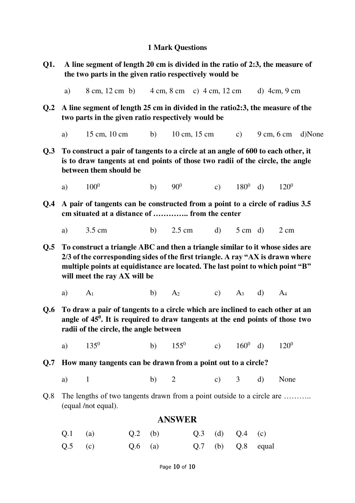 JKBOSE Class 10 Maths: CHAPTER 11 Constructions Question Bank - Page 10