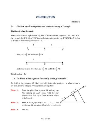 JKBOSE Class 10 Maths: CHAPTER 11 Constructions Question Bank