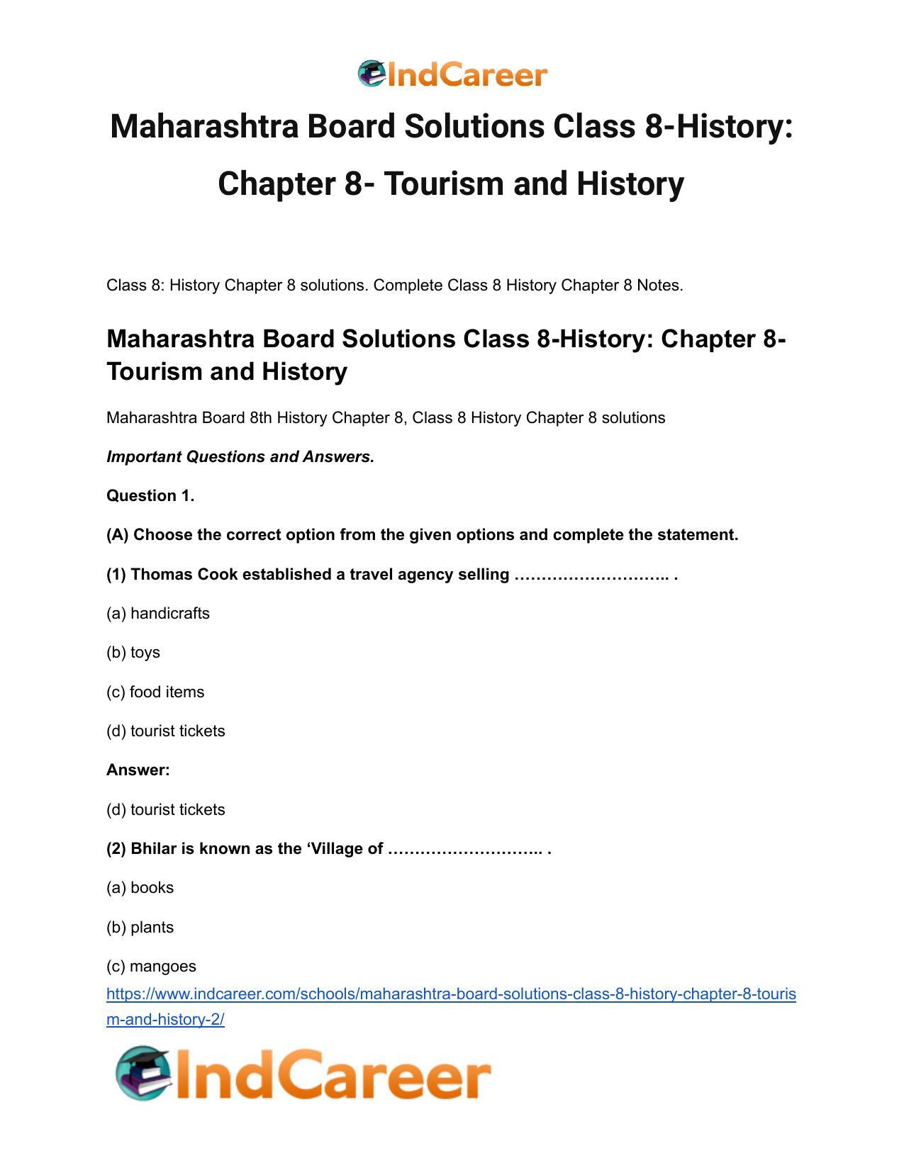 Maharashtra Board Solutions Class 8-History: Chapter 8- Tourism and History - Page 2