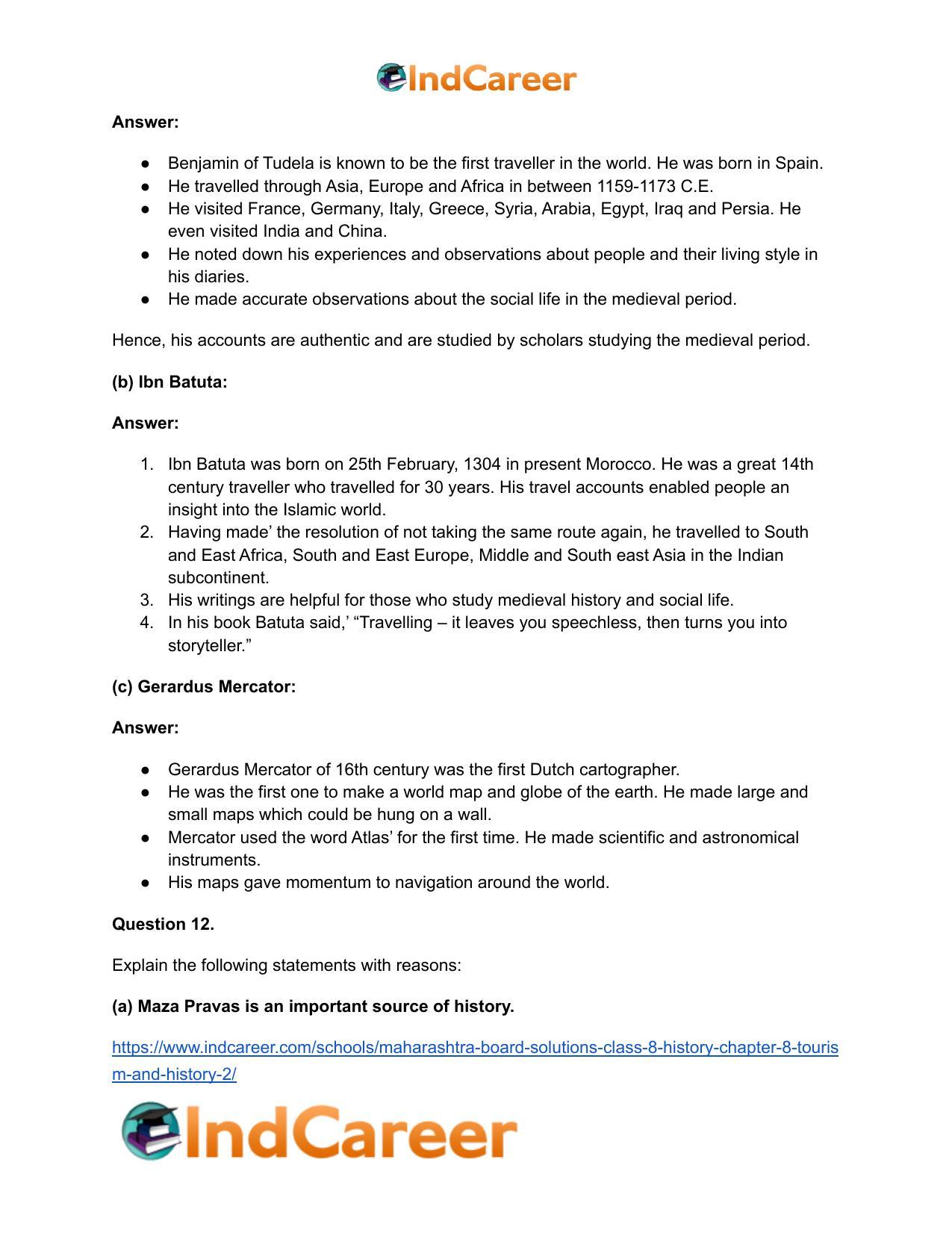 Maharashtra Board Solutions Class 8-History: Chapter 8- Tourism and History - Page 18