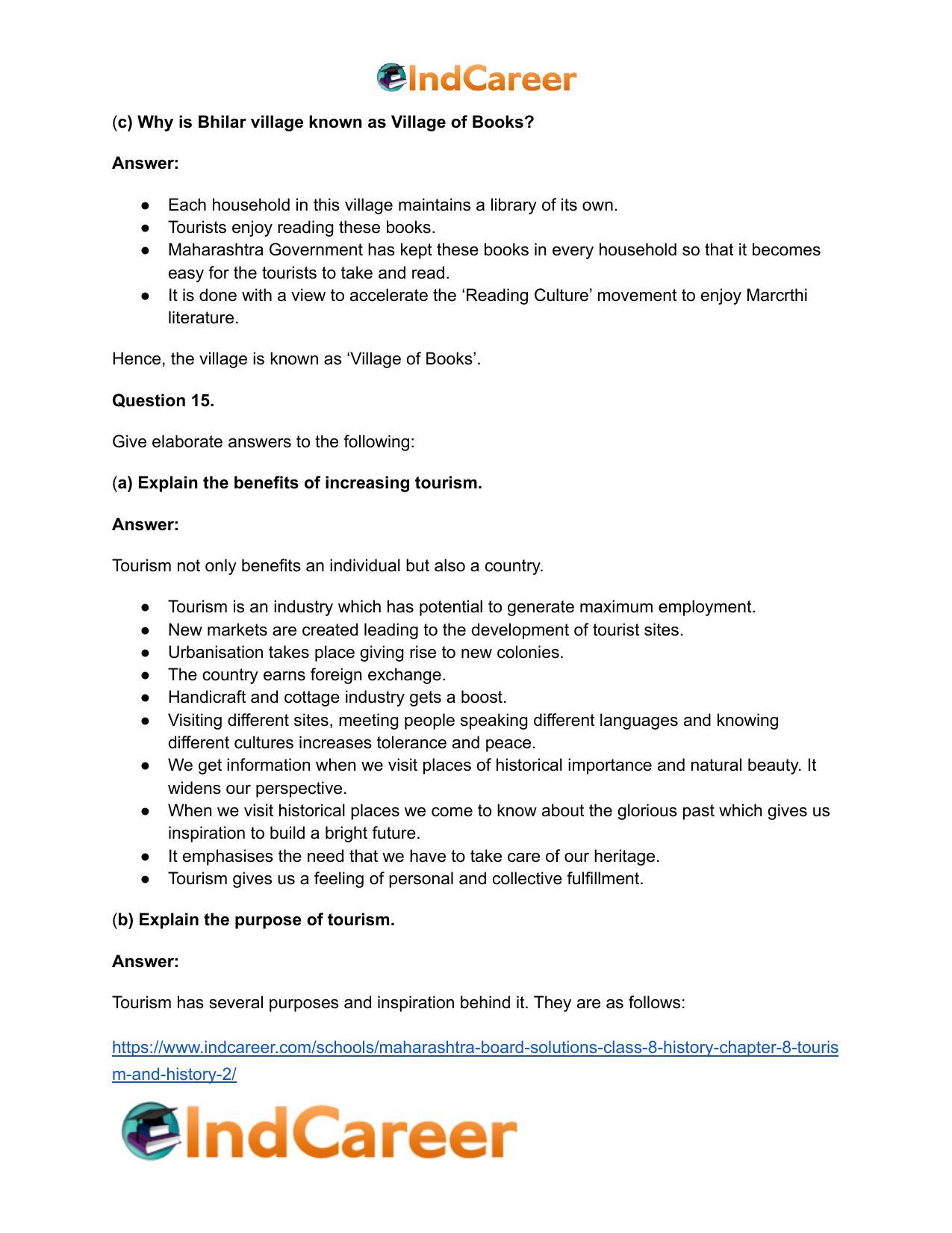 Maharashtra Board Solutions Class 8-History: Chapter 8- Tourism and History - Page 22