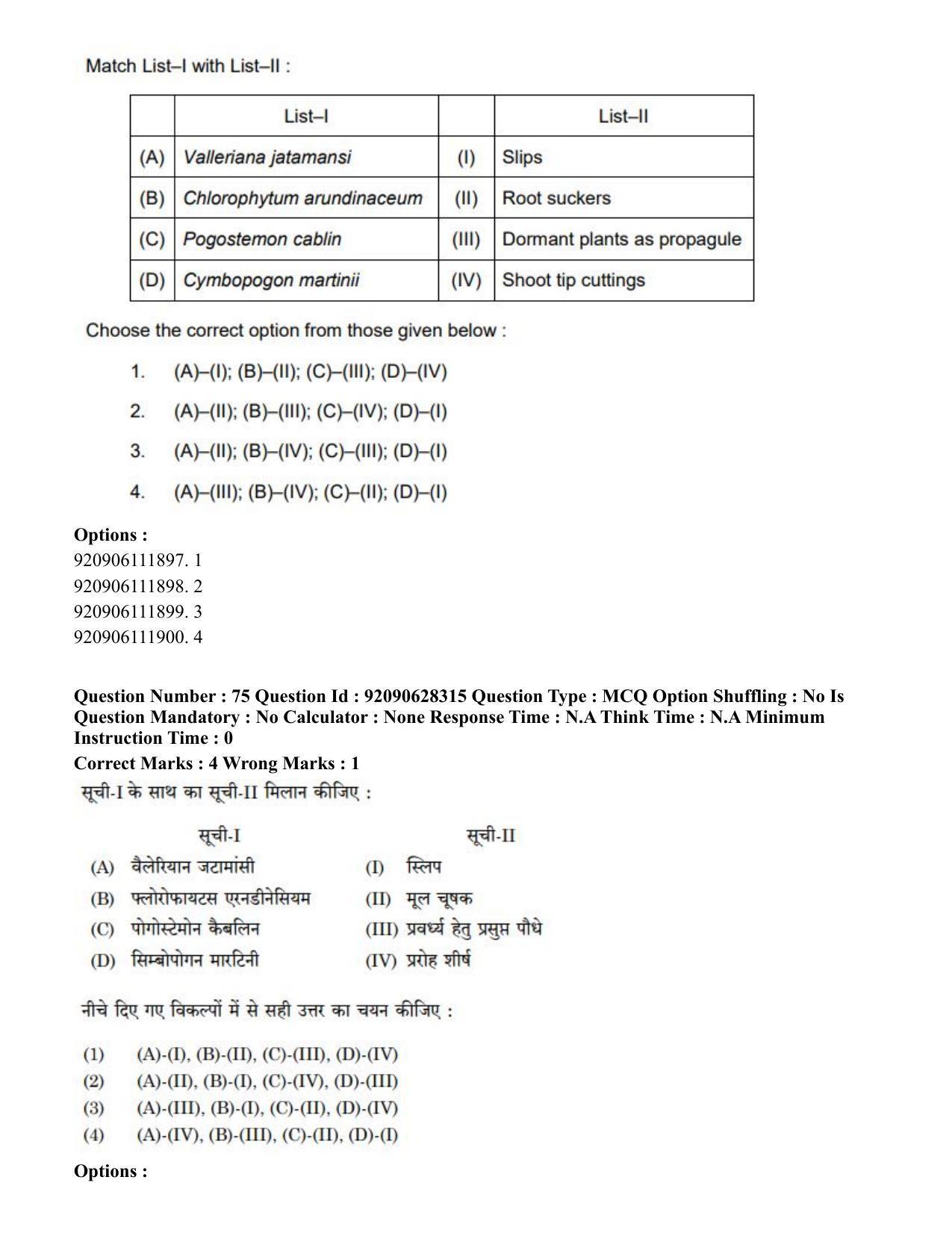 CUET PG 2023: SCQP16 – Horticulture (Eng) - Shift 1 (27-06-2023) Question Paper - Page 86