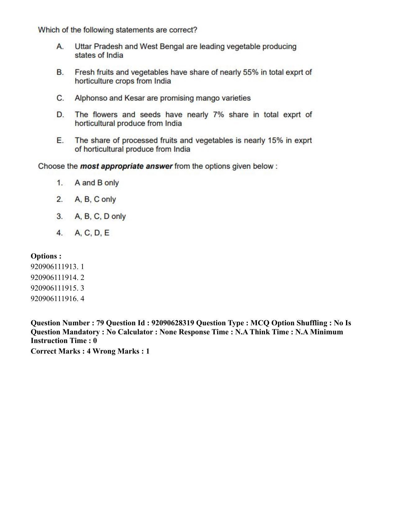 CUET PG 2023: SCQP16 – Horticulture (Eng) - Shift 1 (27-06-2023) Question Paper - Page 93