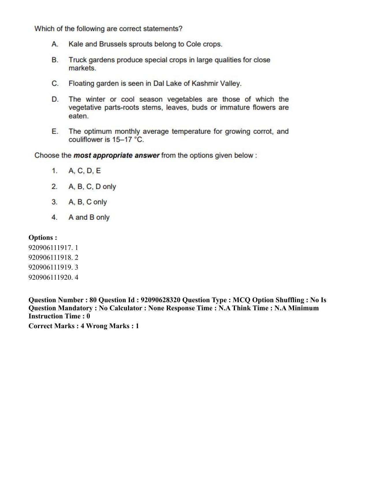 CUET PG 2023: SCQP16 – Horticulture (Eng) - Shift 1 (27-06-2023) Question Paper - Page 95