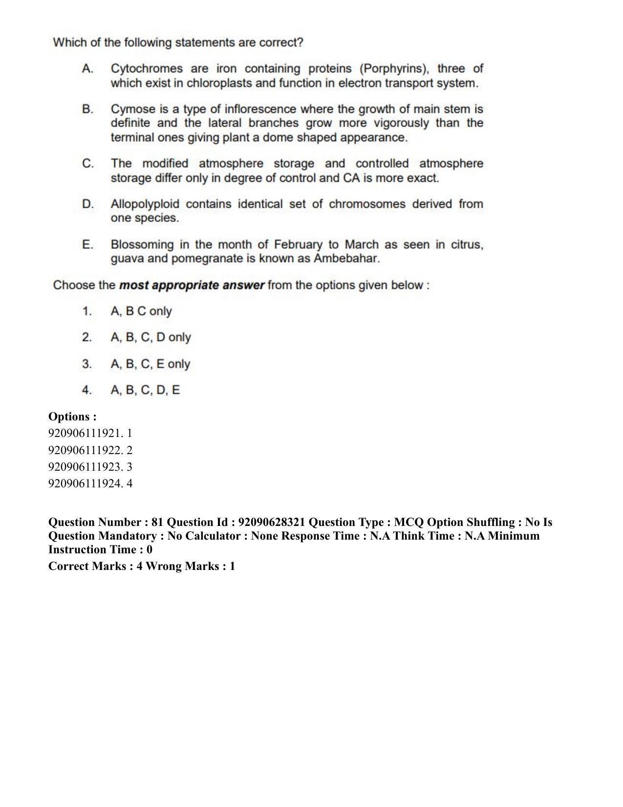 CUET PG 2023: SCQP16 – Horticulture (Eng) - Shift 1 (27-06-2023) Question Paper - Page 97