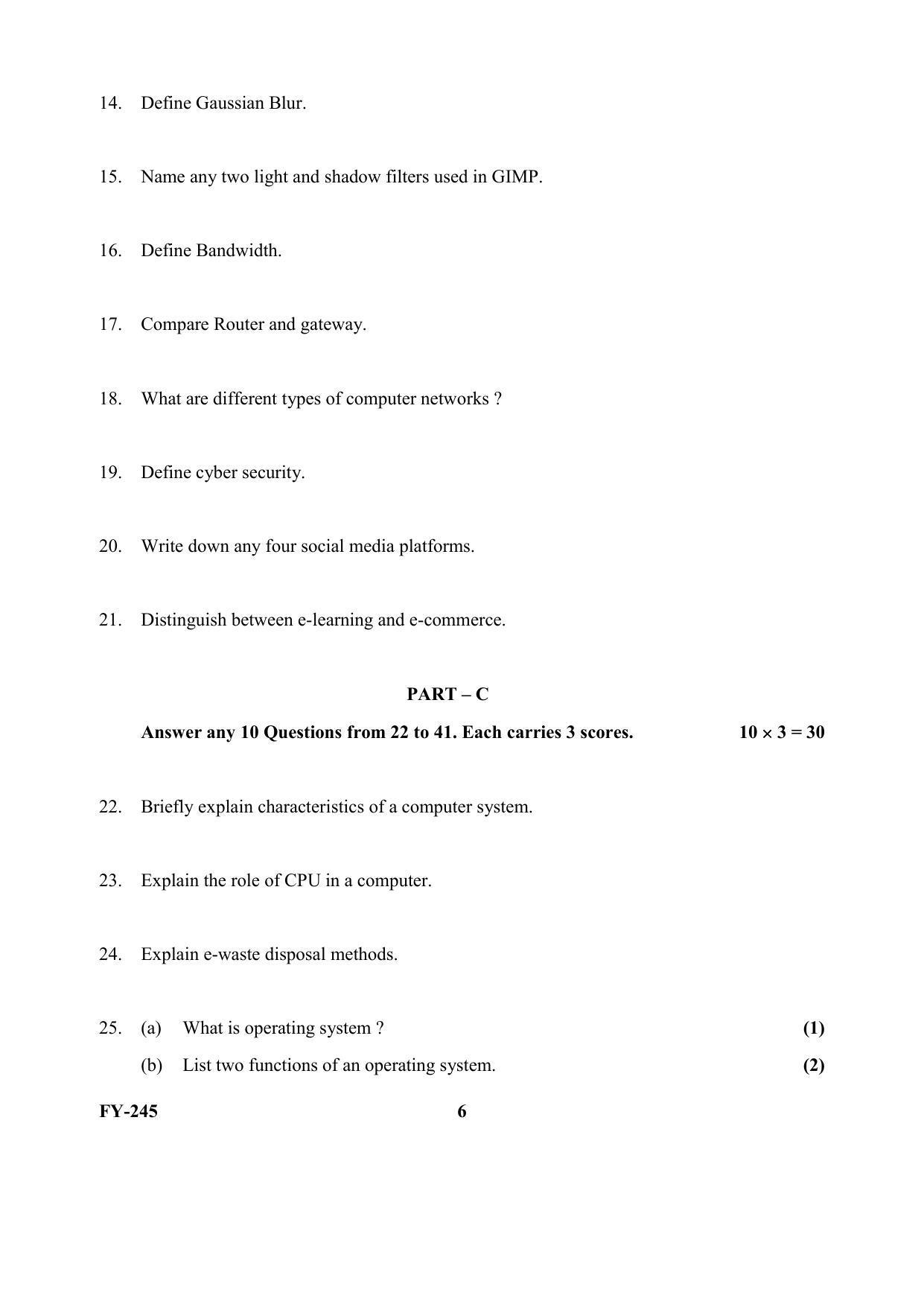 Kerala Plus One (Class 11th) Computer Application-Humanities Question Paper 2021 - Page 6