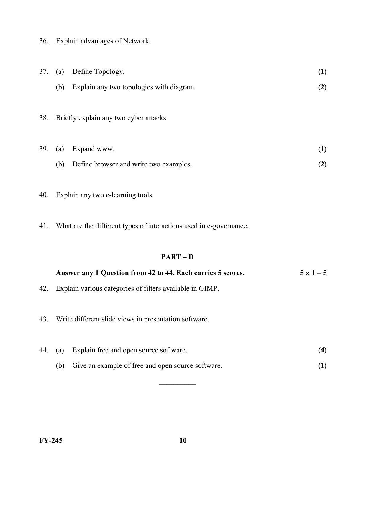 Kerala Plus One (Class 11th) Computer Application-Humanities Question Paper 2021 - Page 10