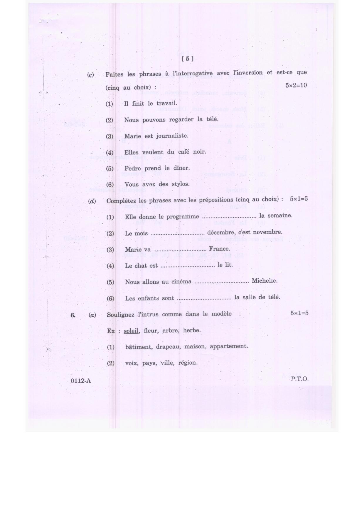 TS Intermediate 1st Year French Model Paper 2023 - Page 5