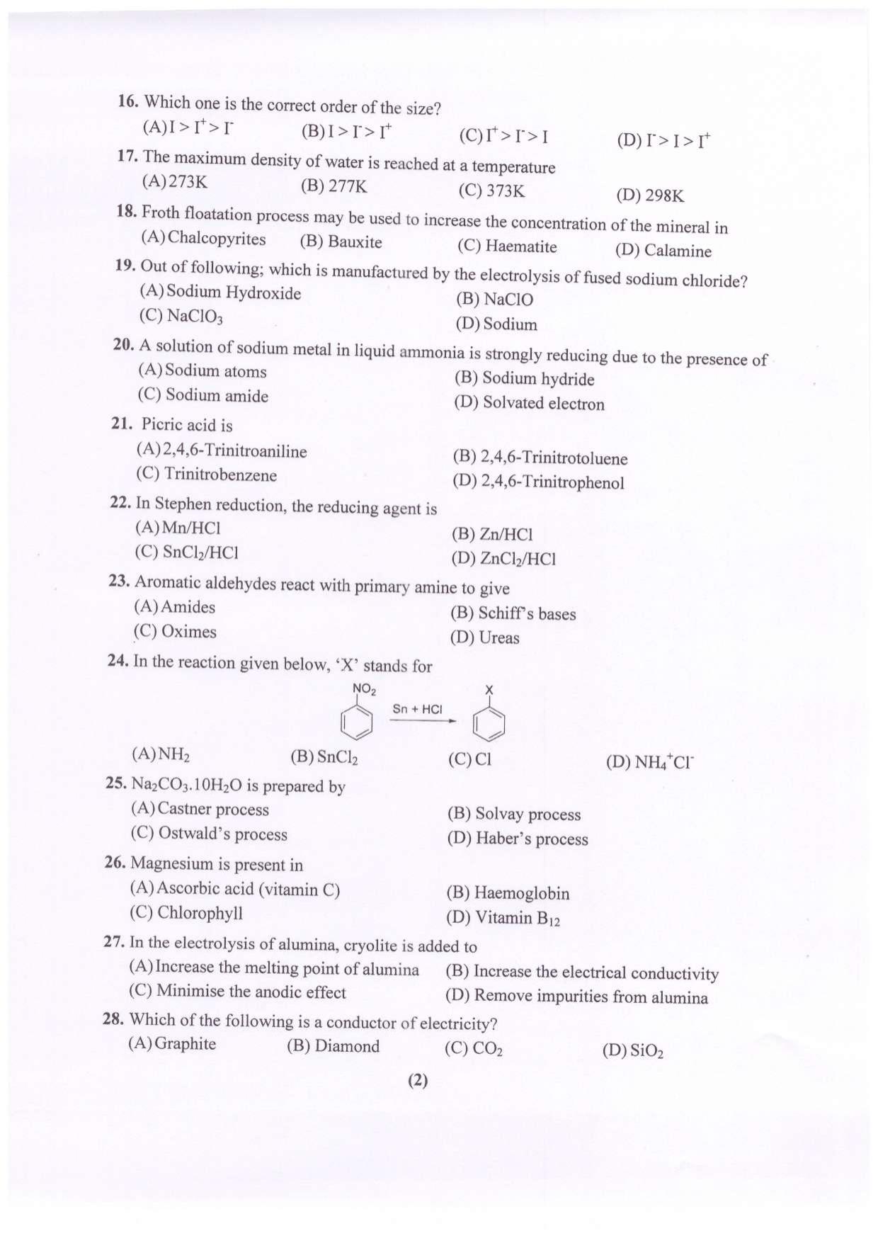 PUCET UG 2023 Chemistry Question Paper - Page 3