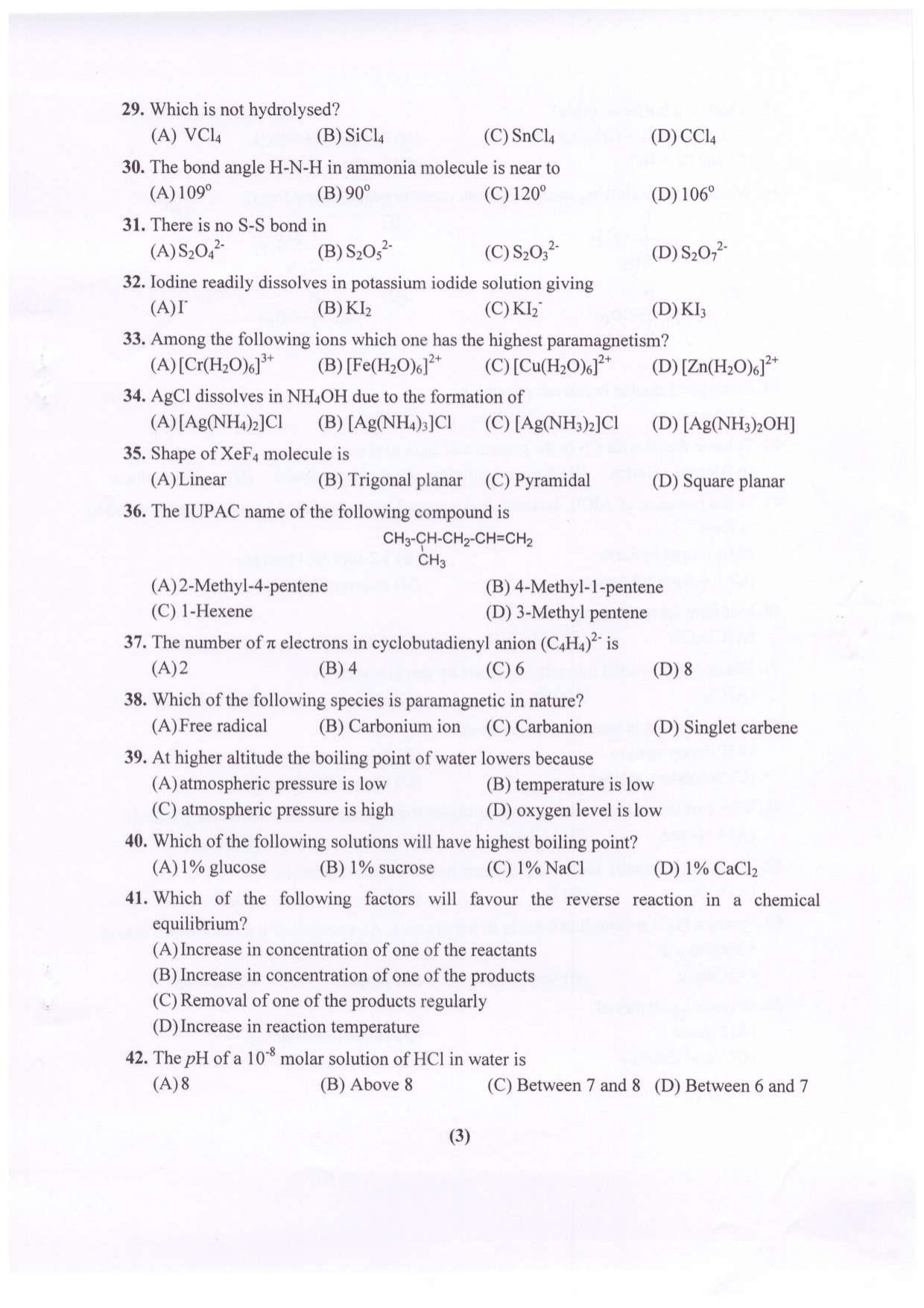 PUCET UG 2023 Chemistry Question Paper - Page 4