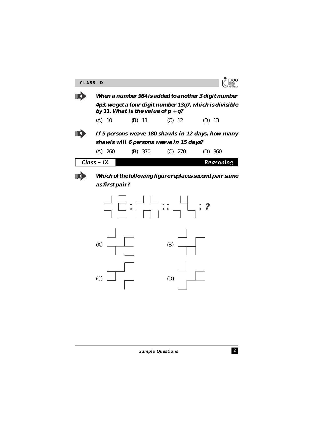 UCO Sample Papers for Class 9 - Page 2