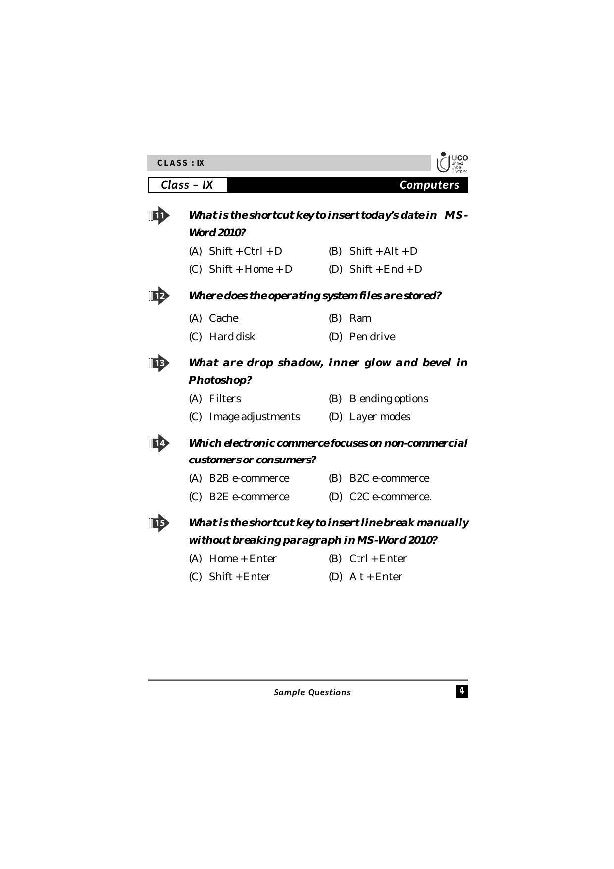 UCO Sample Papers for Class 9 - Page 4