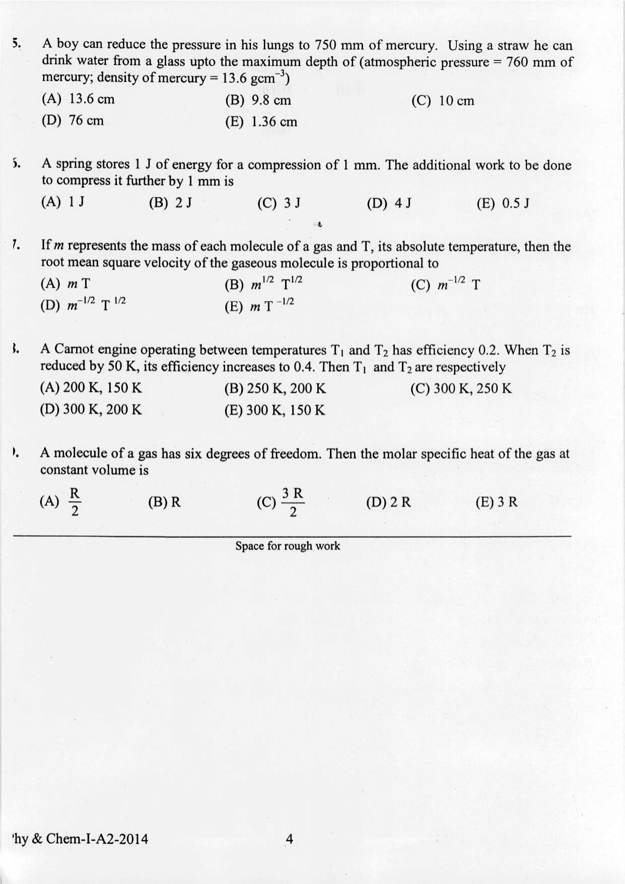 KEAM Paper I 2014 Question Paper - Page 4