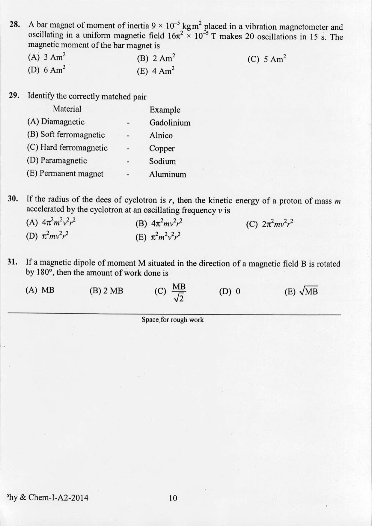 KEAM Paper I 2014 Question Paper - Page 10