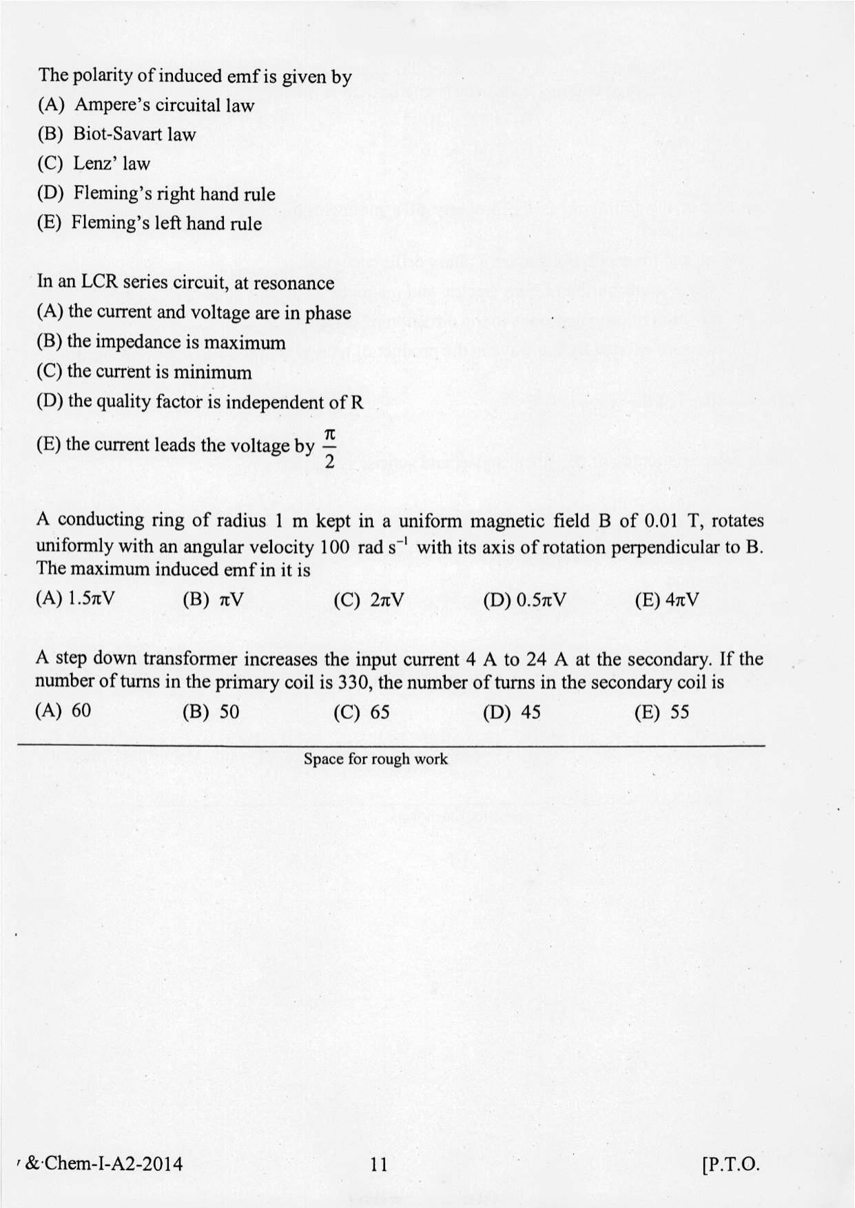 KEAM Paper I 2014 Question Paper - Page 11