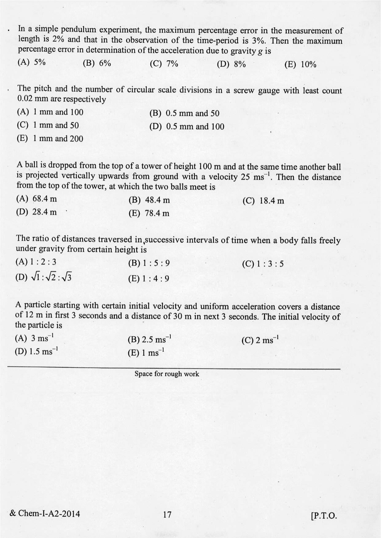 KEAM Paper I 2014 Question Paper - Page 17