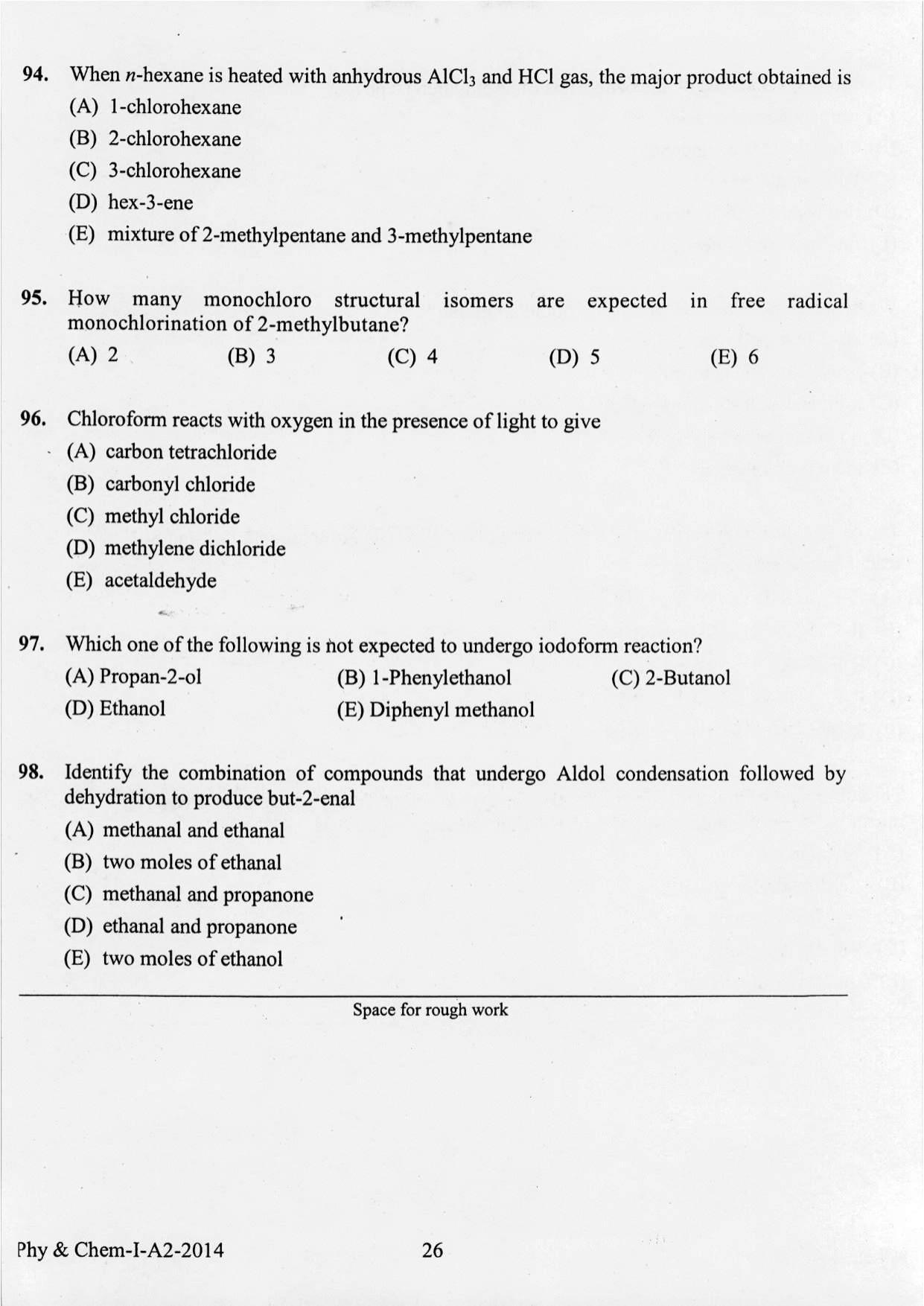 KEAM Paper I 2014 Question Paper - Page 26