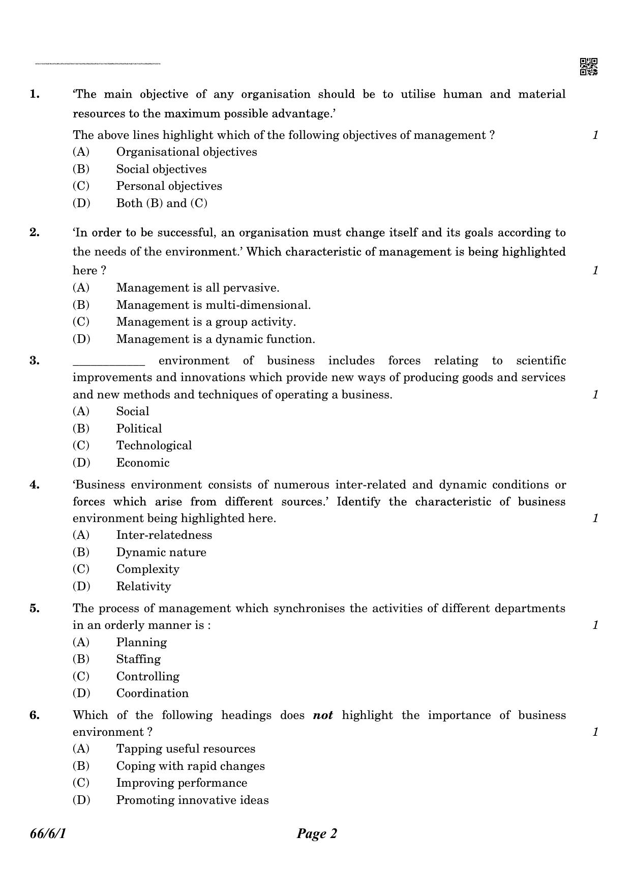 CBSE Class 12 QP_054_Business_Studies_English 2021 Compartment Question Paper - Page 2