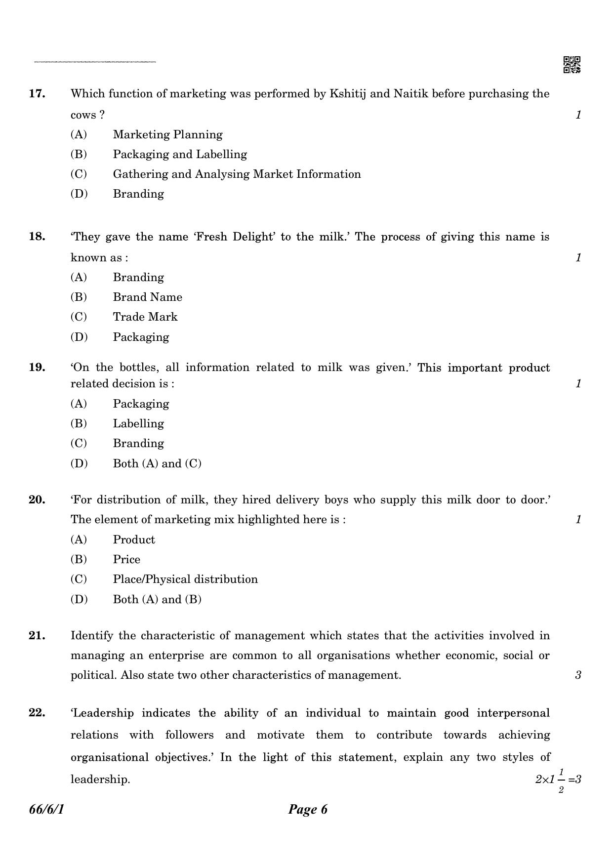 CBSE Class 12 QP_054_Business_Studies_English 2021 Compartment Question Paper - Page 6