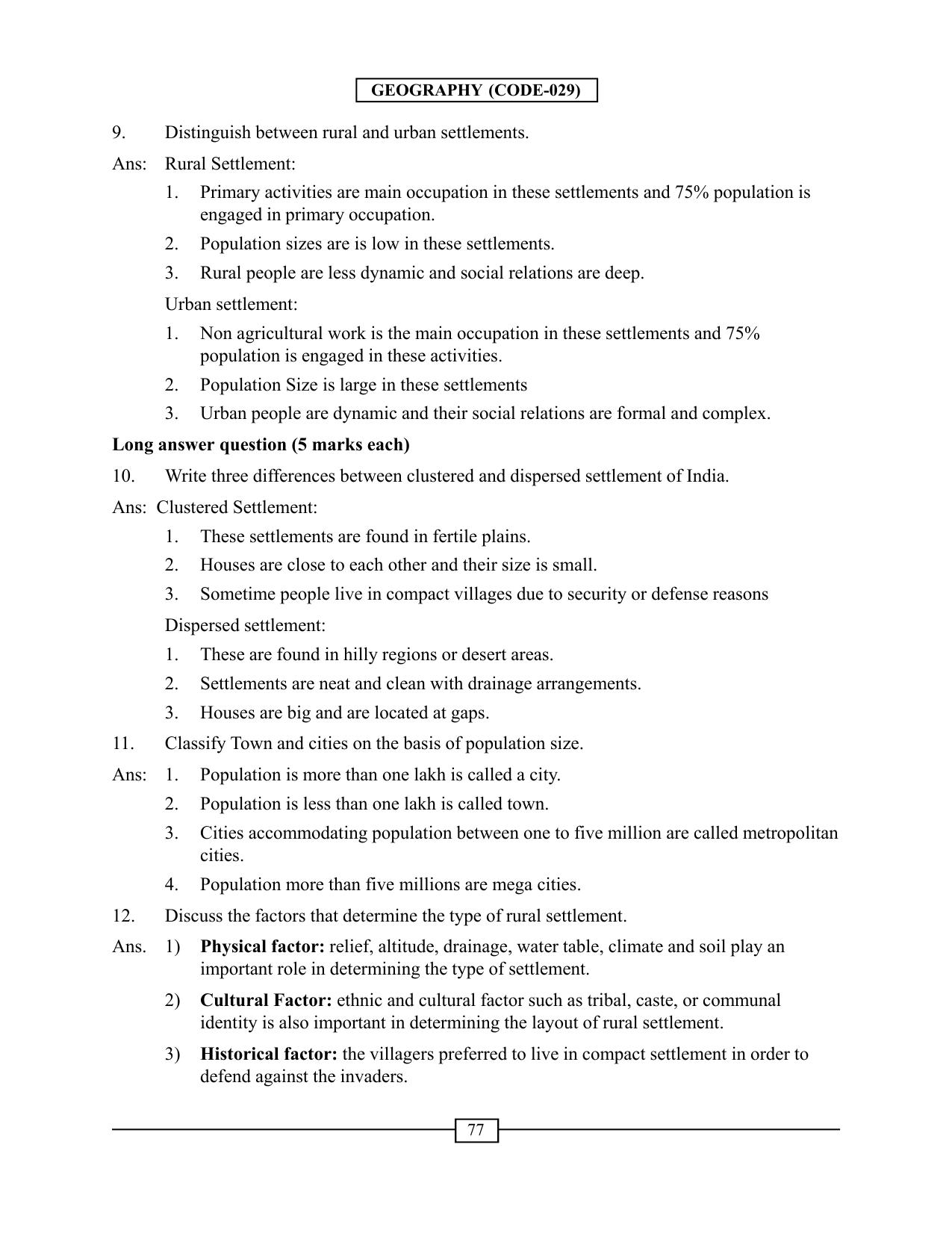 CBSE Worksheets for Class 12 Geography Human Settlements I - Page 4