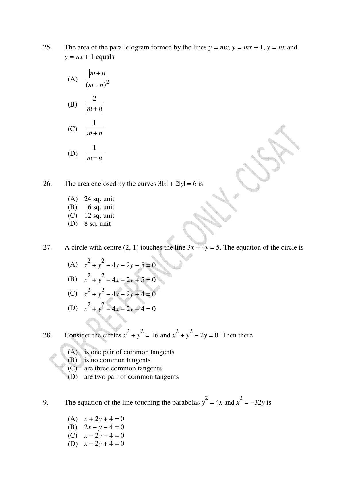 CUSAT CAT 2022 Test for Lateral Entry to B Tech Programmes Second Shift Question Paper - Page 6