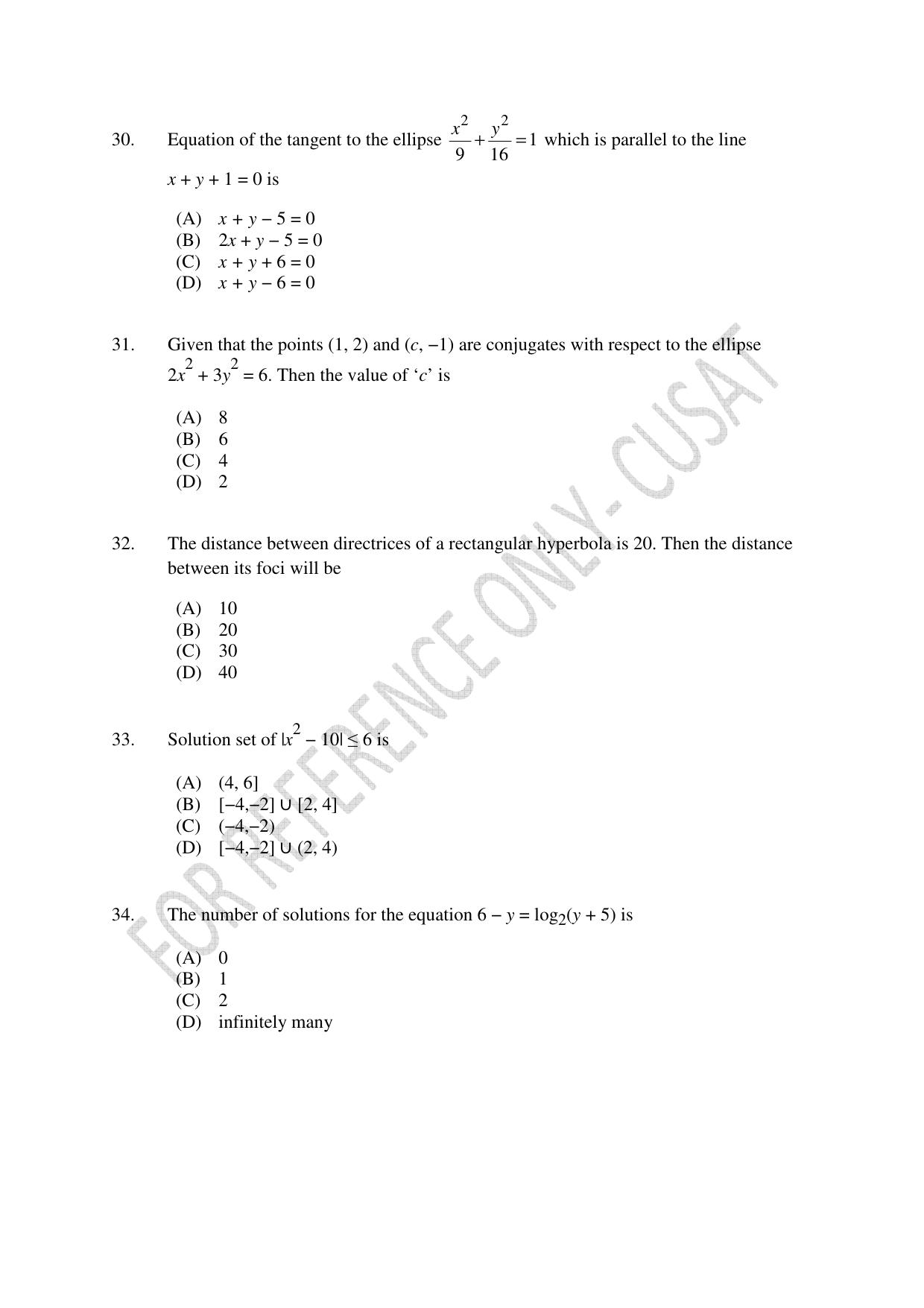 CUSAT CAT 2022 Test for Lateral Entry to B Tech Programmes Second Shift Question Paper - Page 7
