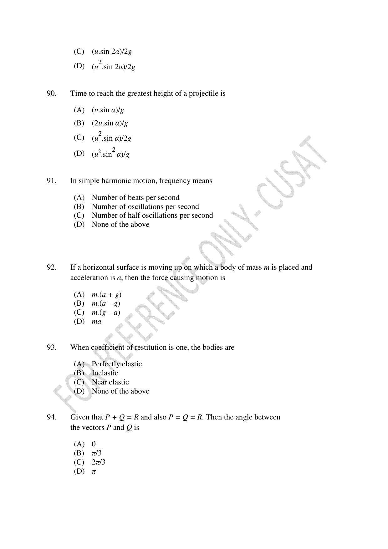 CUSAT CAT 2022 Test for Lateral Entry to B Tech Programmes Second Shift Question Paper - Page 20