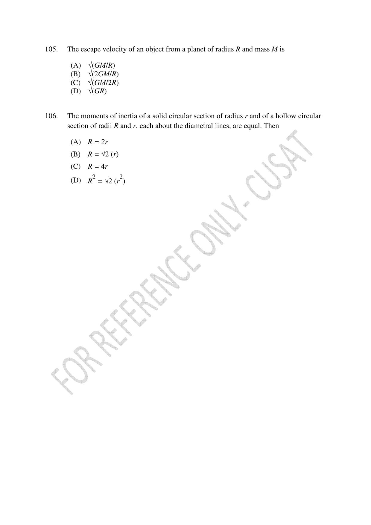 CUSAT CAT 2022 Test for Lateral Entry to B Tech Programmes Second Shift Question Paper - Page 23