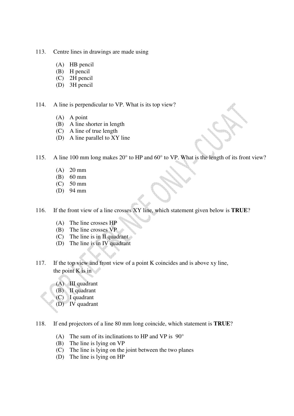 CUSAT CAT 2022 Test for Lateral Entry to B Tech Programmes Second Shift Question Paper - Page 25