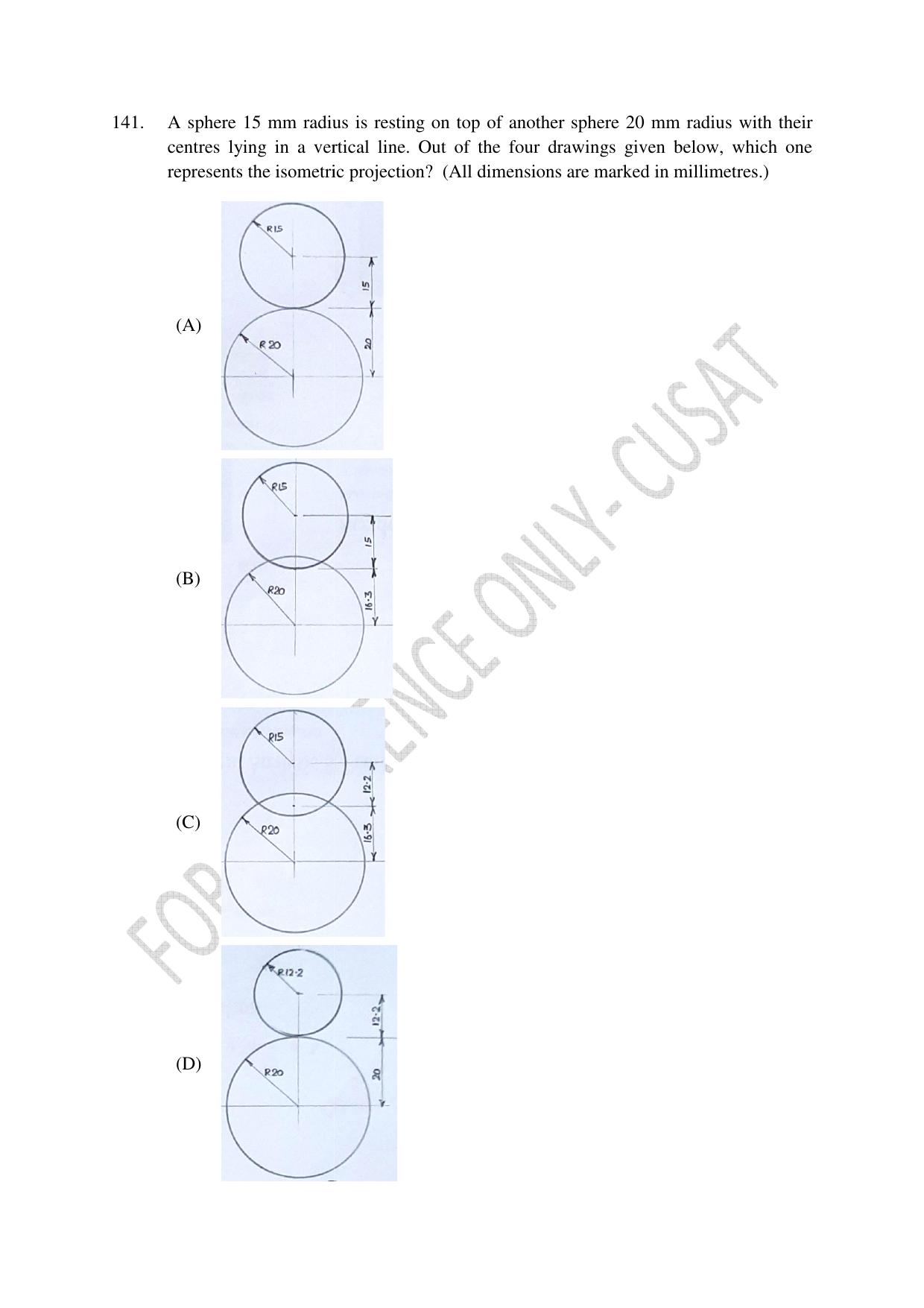 CUSAT CAT 2022 Test for Lateral Entry to B Tech Programmes Second Shift Question Paper - Page 33