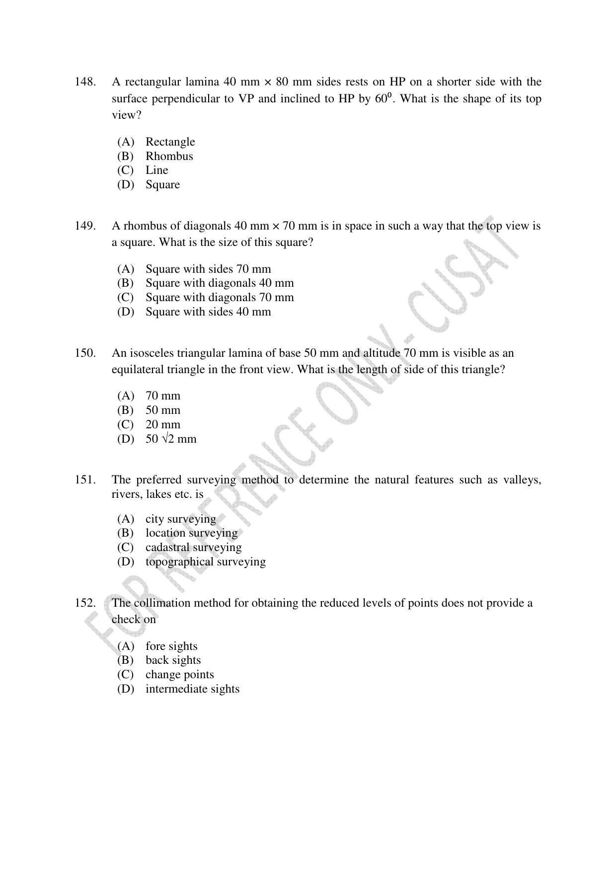 CUSAT CAT 2022 Test for Lateral Entry to B Tech Programmes Second Shift Question Paper - Page 35