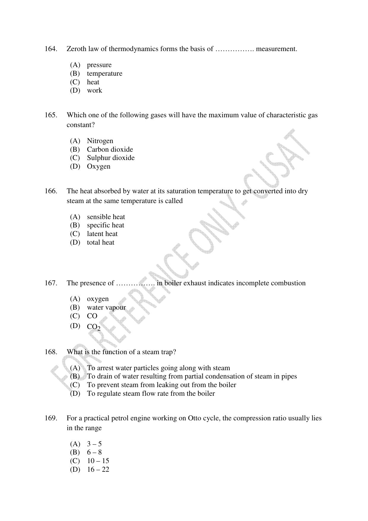 CUSAT CAT 2022 Test for Lateral Entry to B Tech Programmes Second Shift Question Paper - Page 38