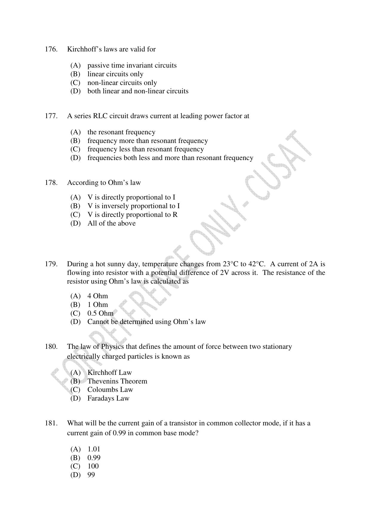 CUSAT CAT 2022 Test for Lateral Entry to B Tech Programmes Second Shift Question Paper - Page 40
