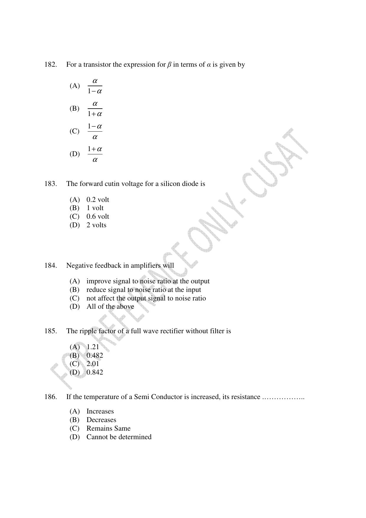 CUSAT CAT 2022 Test for Lateral Entry to B Tech Programmes Second Shift Question Paper - Page 41