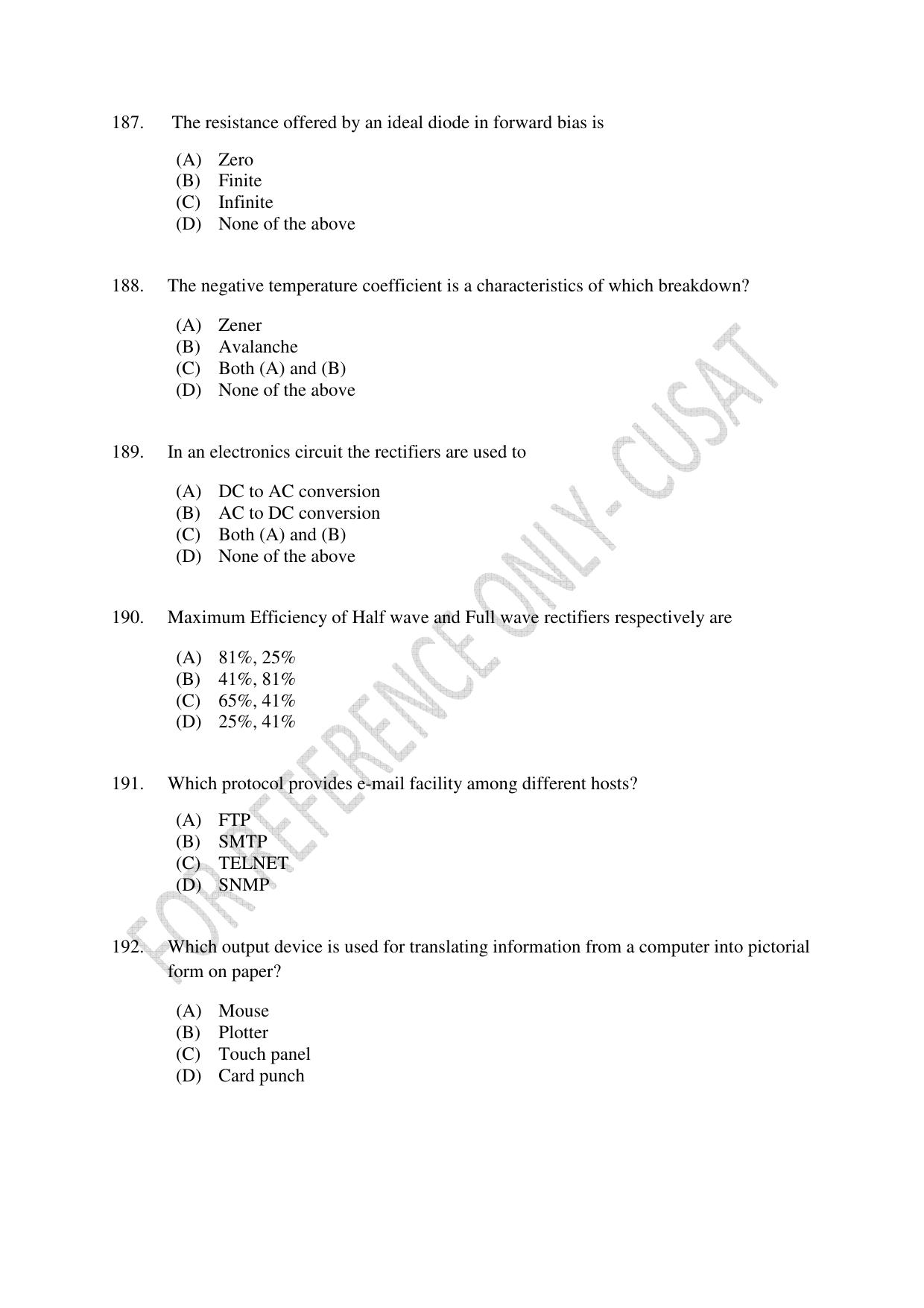 CUSAT CAT 2022 Test for Lateral Entry to B Tech Programmes Second Shift Question Paper - Page 42