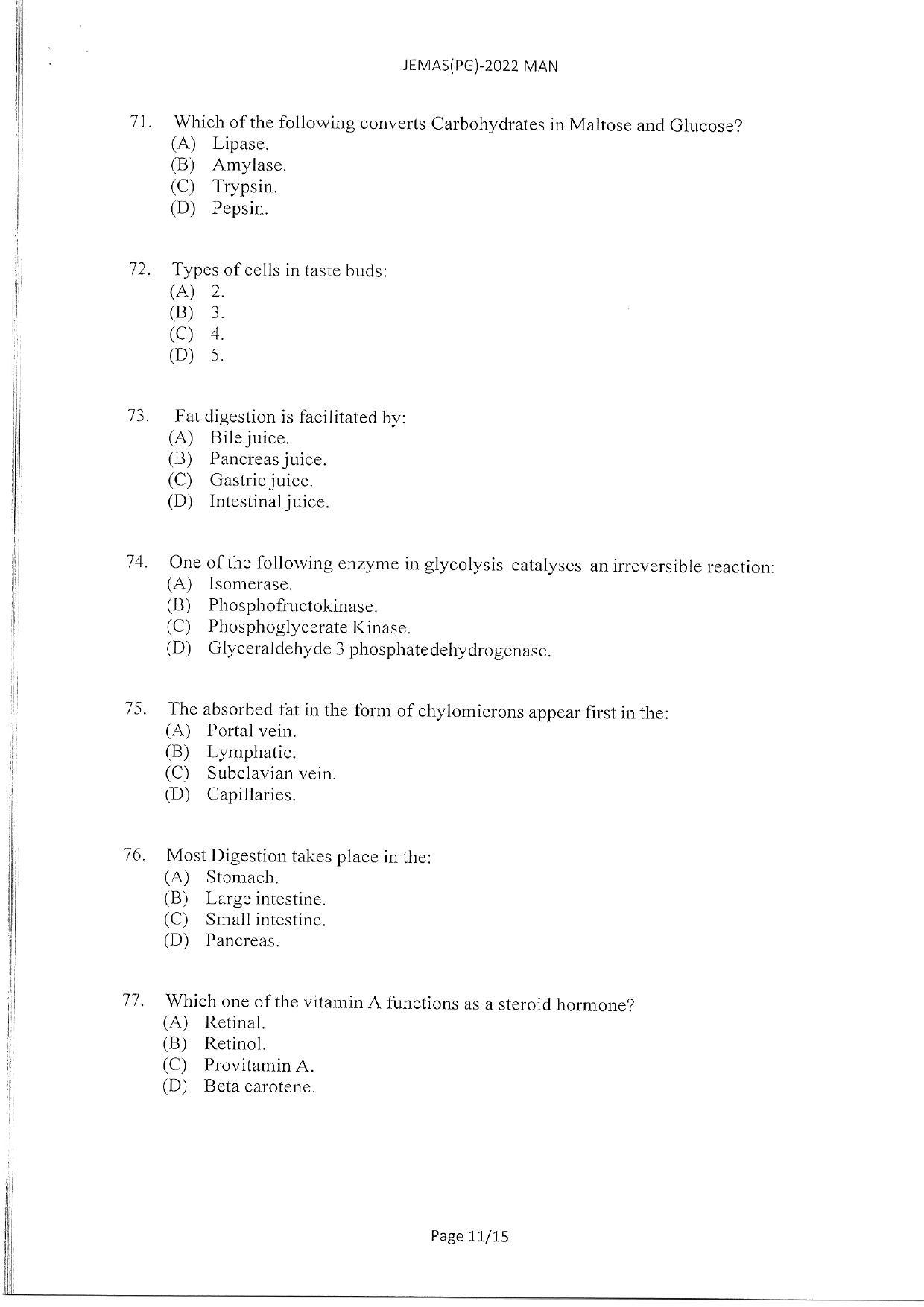 WBJEEB JEMAS (PG) 2022 MAN Question Paper - Page 13
