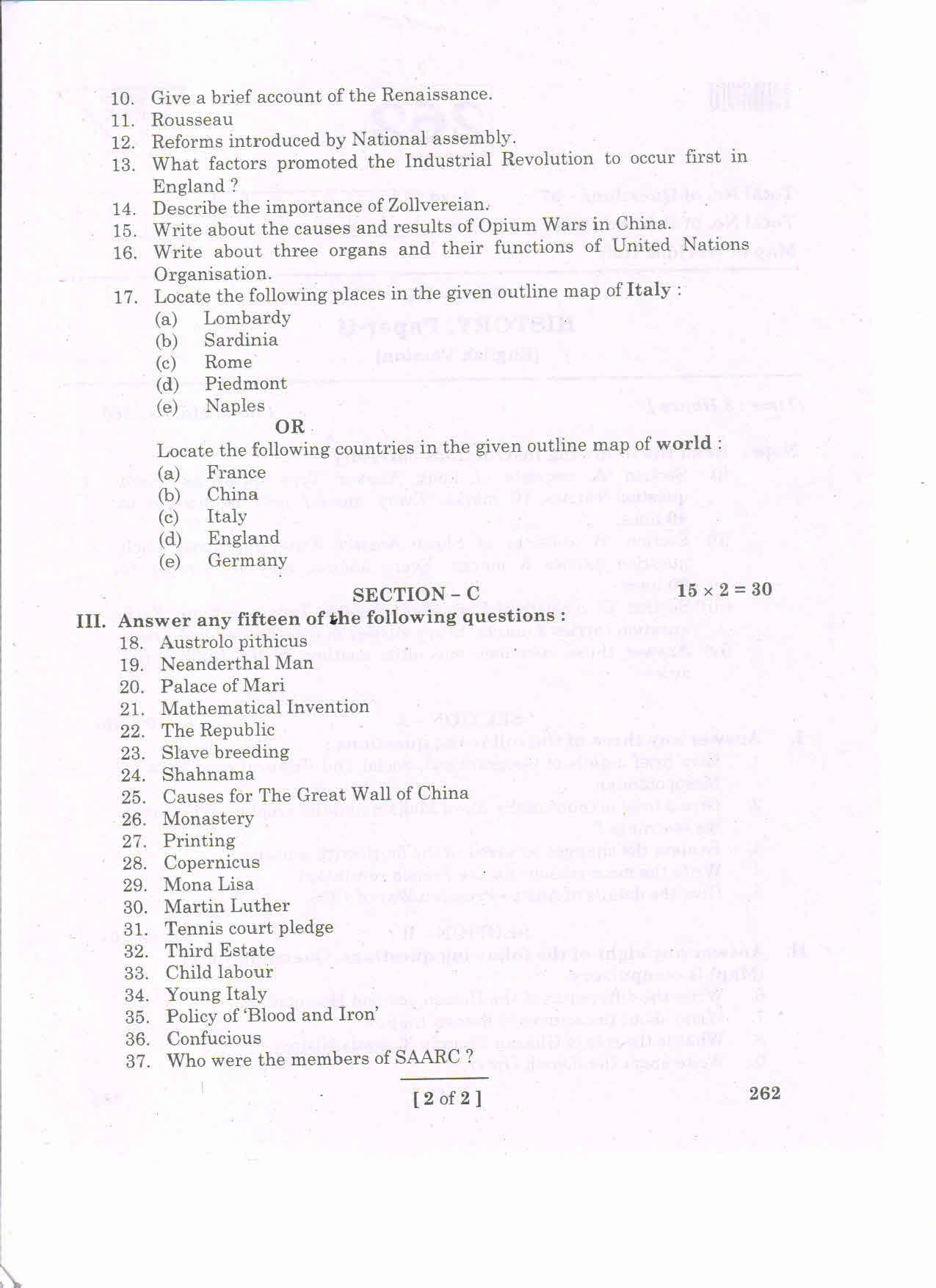 AP Inter 2nd Year HISTORY-II (EM) March-2020-General Question Paper - Page 2