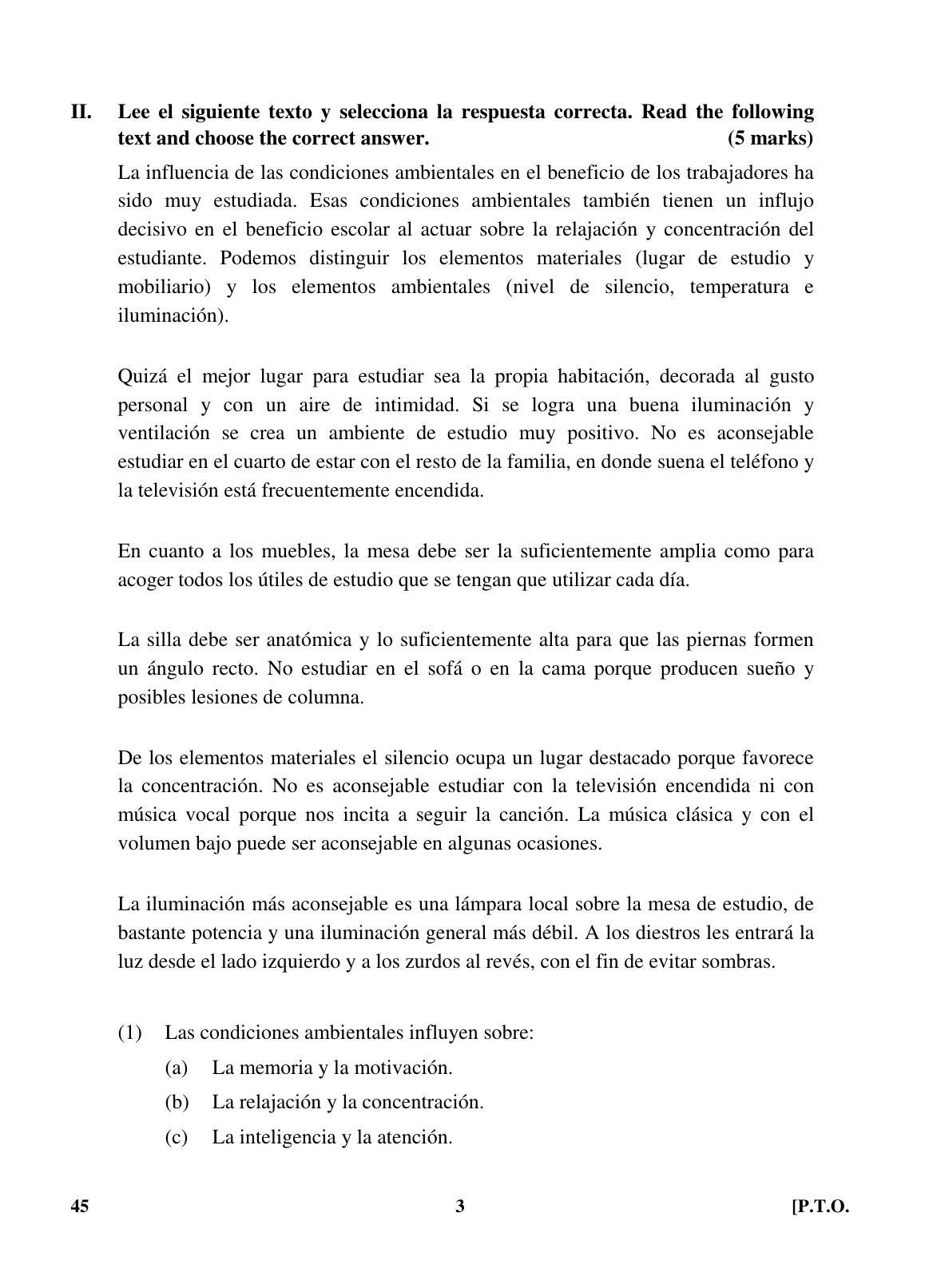 CBSE Class 10 45 (Spanish) 2018 Question Paper - Page 3